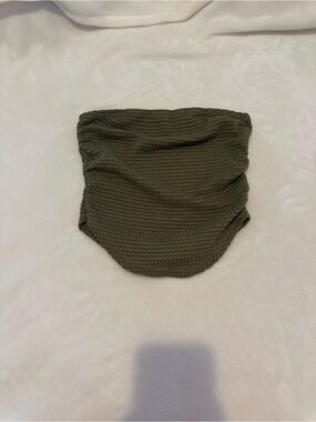 Textured Olive Green Bandeau Top